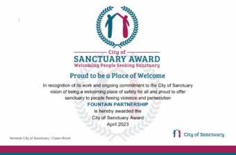 City of Sanctuary Award, April 2023.