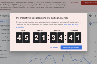 Screenshot of the GA4 countdown